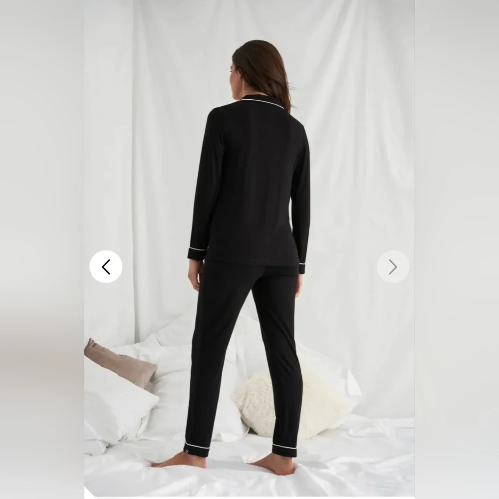 Pretty You London Sustainable Bamboo Pajama Set in Black Size US 4 & 6 NWT - Picture 4 of 15